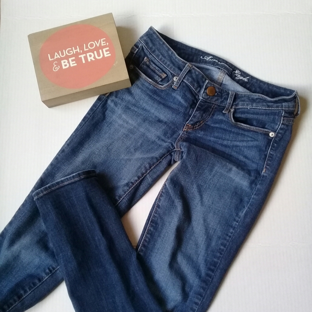 American Eagle Outfitters Skinny Stretch Dark Wash Denim Jeans Sz 4